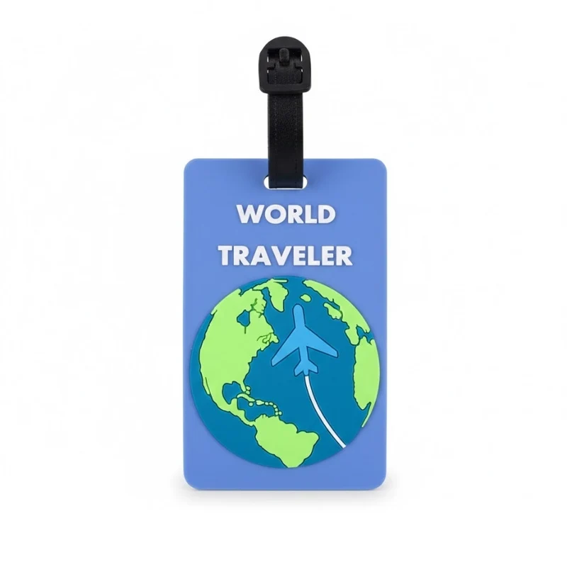 Étiquette bagage motif tour du monde en avion